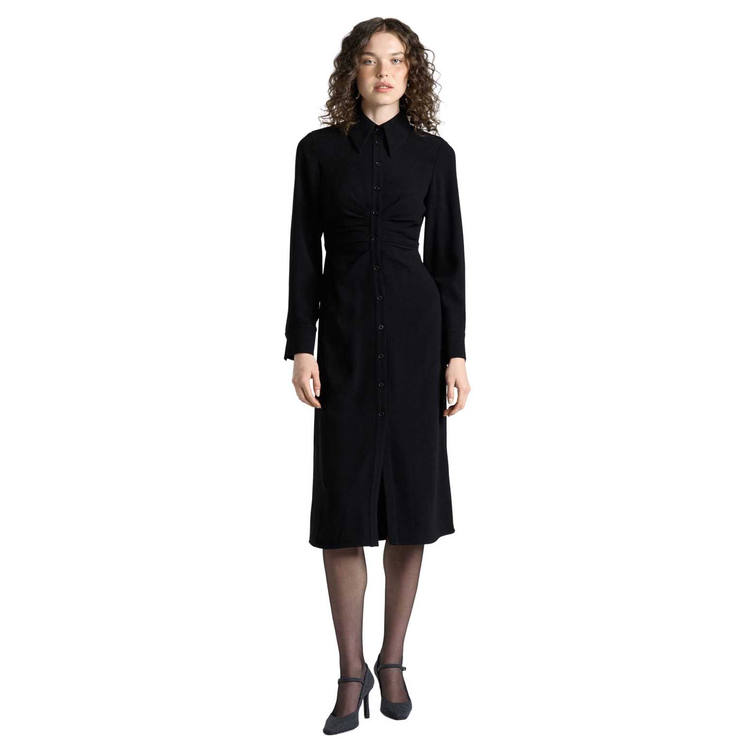 Cue Crepe Ruched Shirt Dress